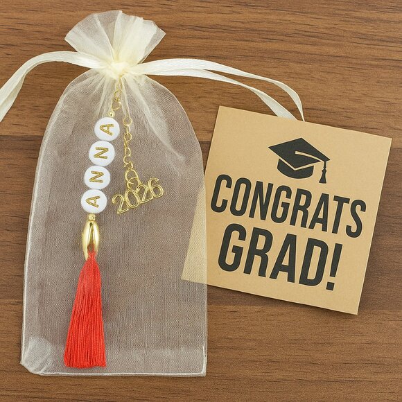 Personalized 2026 Graduation Tassel Keychain – Custom Name | Silver or Gold Fini - Picture 1 of 4